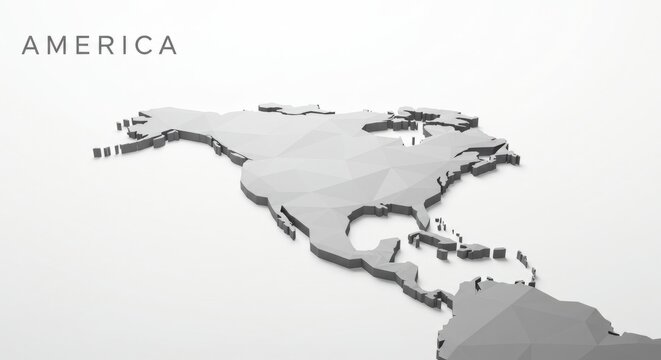 Gray Low Polygonal Map Of North America
