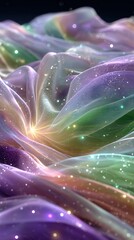 Fototapete - Ethereal Digital Painting of Silk Fabric with Swirling Patterns and Soft Color Gradients Creating a Dreamlike Atmosphere