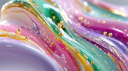 Fototapete - Vivid Abstract Background Featuring Liquified Colors and Gold Accents in a Modern Artistic Style