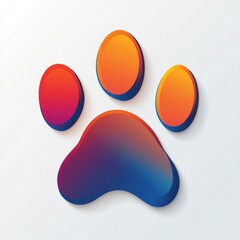 Poster - Colorful paw print design featuring shades of orange and blue on a minimalist background