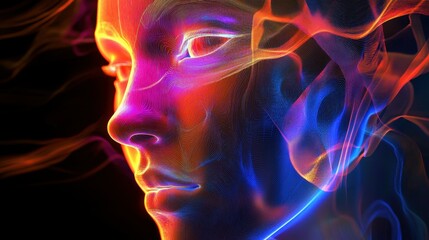Leinwandbilder - Female robot face, Artificial intelligence concept. Generative AI