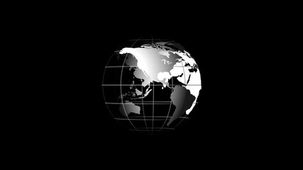 globe planet earth rotating on dark black background. world map animation. animation of connecting a