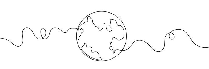 Aufkleber - Earth globe one line drawing of world map vector illustration minimalist design of minimalism isolated on white background 