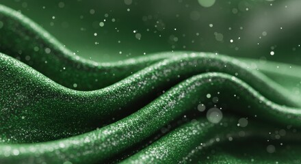Sparkling green fabric with wave pattern and bokeh light effect