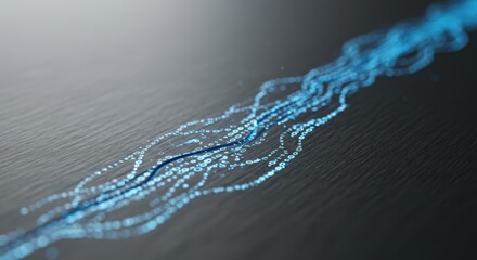 Poster - Digital Binary Data Flowing with Glowing Light on Dark Surface