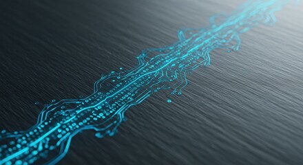 Poster - Abstract Technology Circuit Board With Binary Code Flowing Through It
