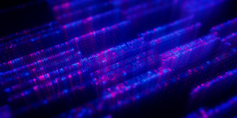 Poster - Big Data clusters complex graph. Quantum computing patterns. Cyber space of AI technology neural connections. Futuristic graph. Digital information presentation. 