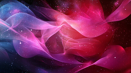 abstract swirling nebulae with vibrant pink and blue flowing lines on a dark background.
