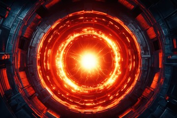 Leinwandbilder - Energy core emitting bright light in futuristic circular structure