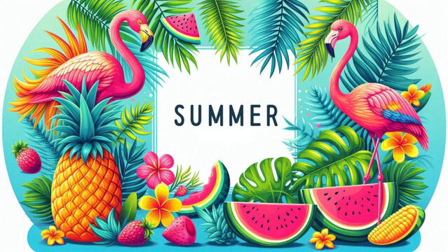 Summer Vibes A Colorful Tropical Paradise