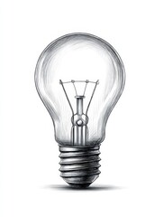 Poster - Illuminated Ideas: A Sketch of an Incandescent Bulb - Detailed pencil sketch of a classic incandescent light bulb, symbolizing innovation, inspiration, and brilliant ideas