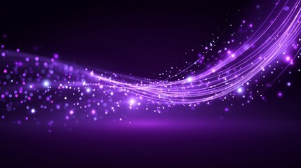 Poster - Purple Particles Wave Abstract Background - Symbolizing energy, flow, technology, elegance, and mystery; a vibrant purple wave of particles creates a captivating abstract background