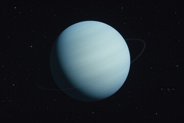 Wall Mural - mysterious blue uranus in deep space with faint rings highlighting dark celestial background in astr