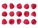 Set of ripe raspberries on a transparent background. Large collection of juicy raspberries