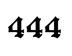 Wall Mural - vector isolated 444 angel number gothic font stencil shape contour colorless black and white outline