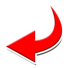 Wall Mural - red arrow on white background