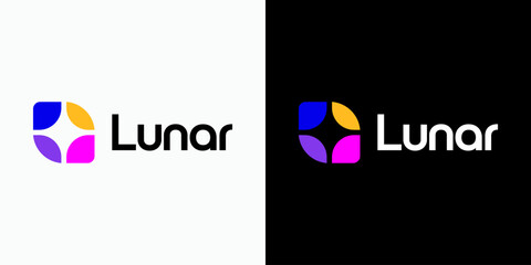 Poster - negative space vector logo design of light beam shape with abstract shape in modern, simple and clea
