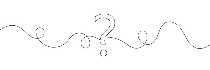 Aufkleber - Question mark linear background. One continuous drawing of a question mark. Vector illustration 