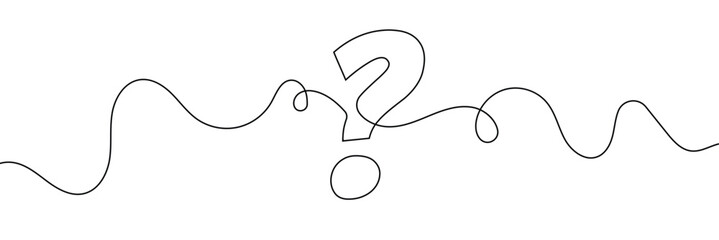 Aufkleber - Question mark linear background. One continuous drawing of a question mark. Vector illustration 