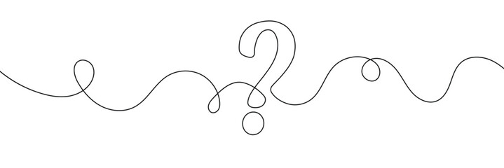 Aufkleber - Question mark linear background. One continuous drawing of a question mark. Vector illustration 