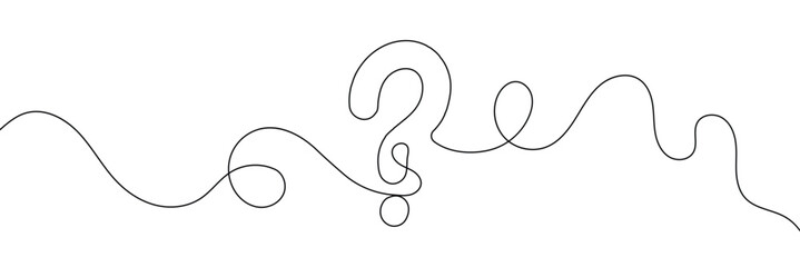Aufkleber - Question mark linear background. One continuous drawing of a question mark. Vector illustration 