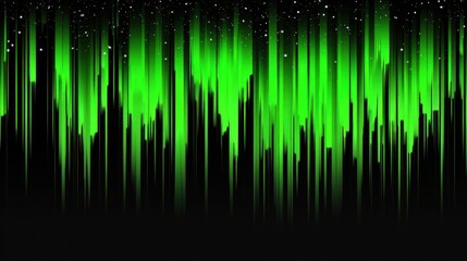 Poster - A vibrant, abstract display of vertical green streaks against a black backdrop.