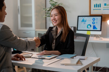 Poster - Business Professionals Shaking Hands in Office Meeting