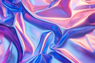 Aufkleber - Holographic iridescent wrinkled foil fabric creating abstract waves