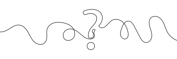 Aufkleber - Question mark linear background. One continuous drawing of a question mark. Vector illustration 