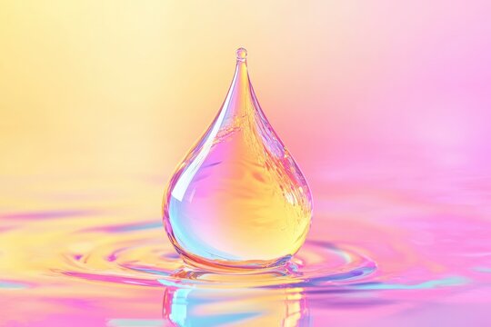 Vibrant drop twists gently on a pastel shining background