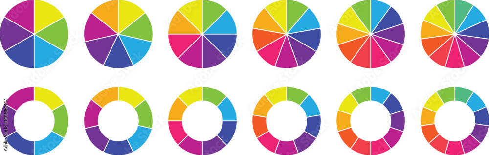 Pie charts diagrams. Circle section graph. Infographic element round ...