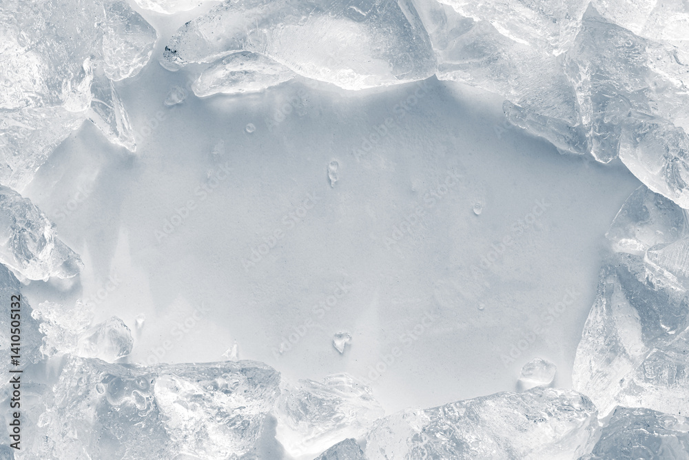 Photo Stock Ice frame. The border is made of crushed ice on a white ...