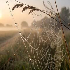 spider web with dew