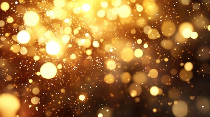 Abstract golden bokeh lights create a beautiful and shiny effect