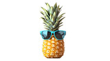 A pineapple wearing sunglasses and a hat