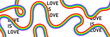 © Tetiana Kubara - Lgbt pride horizontal background with colored stripes ribbons with text Love is Love. Vector EPS10