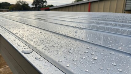Aufkleber - A closeup of a moistureresistant coating on a panel illustrating protection against environmental elements ensuring longevity and maintaining thermal properties.