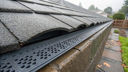 Poster - A closeup of an innovative drainage system component used in weatherproofing bats showcasing its textured surface meant to channel water effectively and prevent flooding.