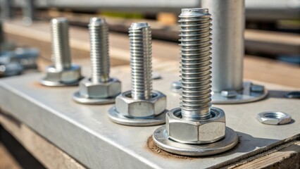 Aufkleber - A closeup of the highstrength bolts and fasteners used to secure prefabricated components emphasizing engineering precision and durability.