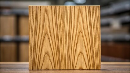 Poster - A closeup of the grain patterns on a bioengineered wood panel illustrating the authentic aesthetic while contrasting against synthetic alternatives.