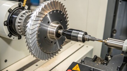 Poster - A closeup of the specialized ting tool attached to the robot highlighting its sharp blades and rotating mechanism designed for efficiently boring through various materials.