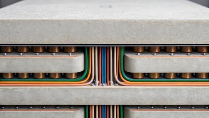 Aufkleber - A closeup perspective of layering in smart concrete revealing the intricate wiring system beneath the surface illustrating the complexity of its design.