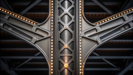 Poster - A closeup shot of an innovative bridge joint highlighting the fusion of steel and composite materials with integrated lighting illuminating the connection points casting subtle