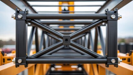 Aufkleber - A detailed shot of the cranes main frame emphasizing the robust construction materials and innovative engineering designed to handle dynamic loads.