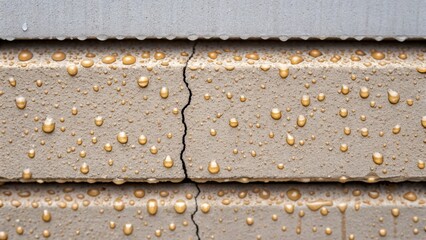 Aufkleber - A medium closeup capturing droplets of a biobased resin being applied to a crack in the facade illustrating the curing process and how the material flows to fill and bond damaged