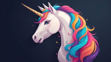  Colorful unicorn portrait against dark background