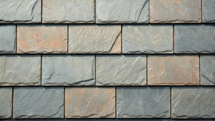 Aufkleber - A medium closeup image of a synthetic slate tile highlighting its rugged surface and the subtle variations in color demonstrating durability against extreme weather.