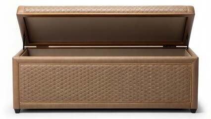Aufkleber - A medium closeup of a multipurpose storage bench showcasing the textured paneling and spacious interior ideal for maximizing space in small apartments while maintaining style.
