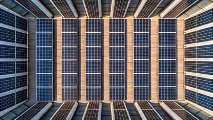 Poster - A medium closeup of a panel collection from an aerial perspective revealing the array of solar cells across different angles enhancing the overall aesthetic of energyharvesting