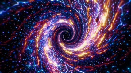 Wall Mural - a mesmerizing spiral galaxy with glowing stars and electric currents, captured from a top-down angle